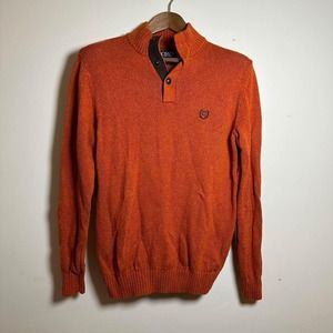 Chaps Men’s Orange Quarter-Button Sweater - S